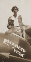 Pilot Amelia Earhart in Lockheed Vega Airplane